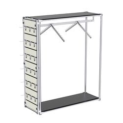 Хромированный стенд-вешало ETD-12 №1-3 (торец-ЭП) с полками ДСП 16мм, Черный