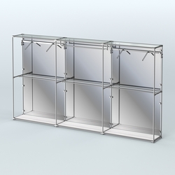 Торговая система ХРОМ (задняя стенка - зеркало) 3600 мм с поручнями №3, Ясень Анкор светлый