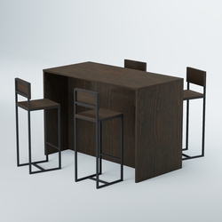 Комплект барный стол "Кофе-брейк" №5 и стулья, Дуб Венге