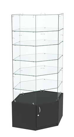 Витрина "Истра" угловая №9118, шестигранная (З.С-стекло) без дверей, Черный