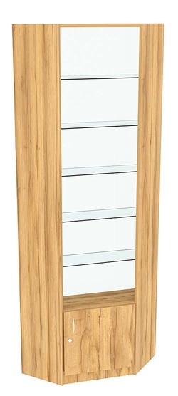 Угловая витрина СЭСП-О №5-300 (З/C - Стекло) со стеклянными полками, Дуб Золотистый