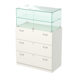 Прилавок с распашными дверками в стеклянной части Селена-101, Белый