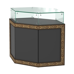 Стеклянный шестигранный прилавок с декором №СПБА-16, Черный
