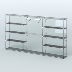 Торговая система ХРОМ (задняя стенка - стекло) 3600 мм с тонированными полками и поручнями №9, Темно-Серый