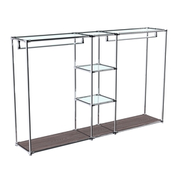 Хромированный стенд-вешало TD-48 №1-1 Хром (с прозрачными полками стекло 6мм), Ясень Анкор темный - U31105