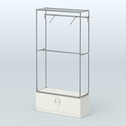 Торговая система ХРОМ без ДСП 1200 мм №4-4 с тумбой Т-21 и поручнями, Белый