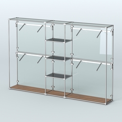 Торговая система ХРОМ (задняя стенка - стекло) 3030 мм с тонированными полками и поручнями №8, Орех