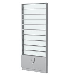 Стеллаж из ДСП с 9-ю полками 100x900 мм серии LEVEL-9 №8-1 (З/C - СТЕКЛО), Серый