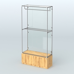 Торговая система ХРОМ (задняя стенка - стекло) 1200 мм №1-3 с тумбой Т-15 и поручнями, Дуб Золотистый