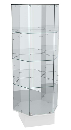 Витрина шестигранная Истра №44 (три задние стенки зеркальные), Серый