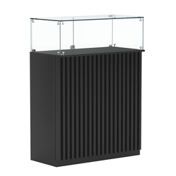 Торговый прилавок прямоугольный с планками и стеклянным колпаком ВЕРТИКАЛЬ №1, Черный