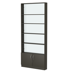 Стеллаж из ДСП с 4-мя полками 150x900 мм серии LEVEL-4 №9-1 (З/C - СТЕКЛО), Черный