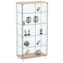 Витрина РОНДО с регулировочными полками №4-1-РЕГ на ножках (задняя стенка стекло), Дуб Сонома