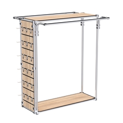 Хромированный стенд-вешало ETD-11 №1-3 (торец-ЭП) с полками ДСП 16мм, Дуб Сонома