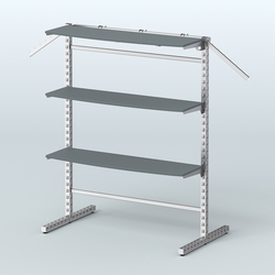 Система ЭЛЕГАНТ островная четырёх-сторонняя с полками ДСП №15г, Темно-Серый