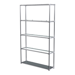 Торговый хромированный стеллаж с прозрачными полками №3, Темно-Серый