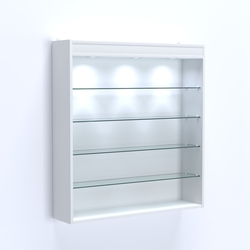 Витрина настенная №204-3Г открытая с четырьмя полками и фризом, Белый