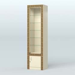 Витрина с декором и пятью прозрачными полками №ВБА-502, Крем Вайс