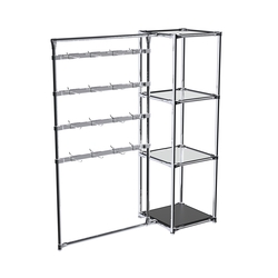 Хромированное вешало ШТАНГА №1-4 с зеркальными полками 4 мм, Черный