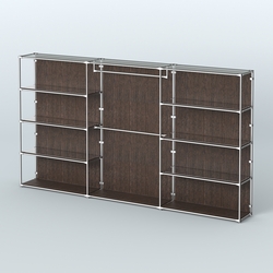 Торговая система ХРОМ (задняя стенка - ДСП) 3600 мм с зеркальными полками и поручнями №1, Дуб Венге