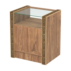 Недорогой прилавок с прозрачным верхом и декоративными молдингами №ПДМ-2-600, Дуб Канзас коричневый