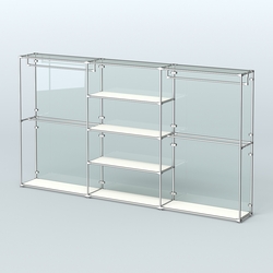 Торговая система ХРОМ (задняя стенка - стекло) 3600 мм с полками ДСП и поручнями №2, Белый