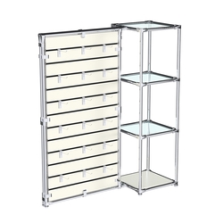 Хромированное вешало ЩИТ №1-1 с полками стекло 6мм, Белый