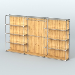 Торговая система ХРОМ (задняя стенка - ДСП) 3600 мм с зеркальными полками и поручнями №1, Дуб Золотистый