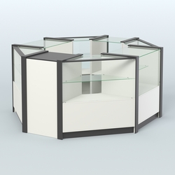 Торговый островок в стиле ЛОФТ восьмиугольный №5 (5,38 кв.м), Белый и Черный