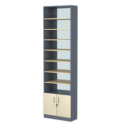 Стеллаж из ДСП с 7-ю полками 250x600 мм серии LEVEL-7 №4-2 (З/C - ЗЕРКАЛО), Темно-серый + Крем Вайс