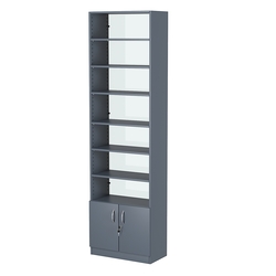 Стеллаж из ДСП с 6-ю полками 300x600 мм серии LEVEL-6 №5-1 (З/C - СТЕКЛО), Темно-Серый