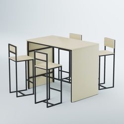 Комплект барный стол "Кофе-брейк" №3 и стулья, Крем Вайс