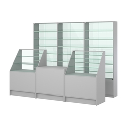 Комплект витрин с наклонными полками SL-6 №12-1 и прилавков ЭК-7, Серый