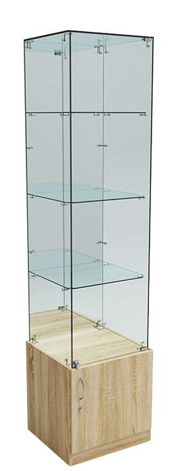 Витрина ИСТРА №8 стаканчик (задняя стенка - зеркало), Дуб сонома