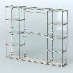 Торговая система ХРОМ (задняя стенка - стекло) 3600 мм с зеркальными полками и поручнями №3, Метрополитан Грей