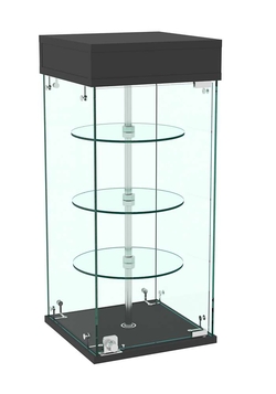 Витрина РОТАЦИЯ настольная с вращающимися полками №21-3 (прозрачная), Черный