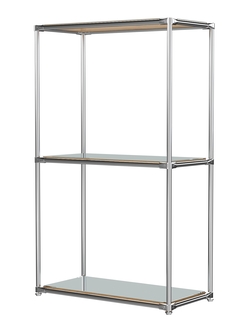 Хромированный стеллаж СТИЛЬ №2а-4 с зеркалами, Дуб Золотистый