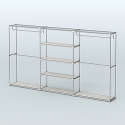 Торговая система ХРОМ без ДСП 3600 мм с полками ДСП и поручнями №2, Метрополитан Грей