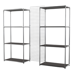 Сетчатый стеллаж СТИЛЬ с полками ДСП и решеткой №31-3, Грейвуд