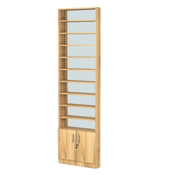 Стеллаж из ДСП с 9-ю полками 100x600 мм серии LEVEL-9 №1-2 (З/C - ЗЕРКАЛО), Дуб Золотистый