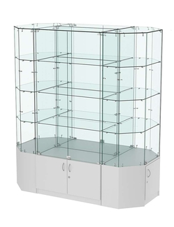 Стеклянная островная большая витрина с прозрачным верхом серии Истра №805-О-900, Серый