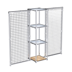 Хромированное вешало ЯЧЕЙКА №2-4 с зеркальными полками 4мм, Дуб Золотистый