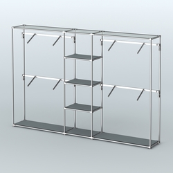 Торговая система ХРОМ без ДСП 3030 мм с полками ДСП и поручнями №8, Темно-Серый