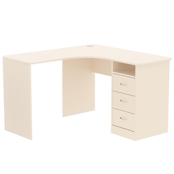 Стол угловой с ящиками СУ-01-П (правосторонний), Крем Вайс