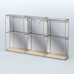 Торговая система ХРОМ (задняя стенка - зеркало) 3600 мм с поручнями №8, Дуб Сонома