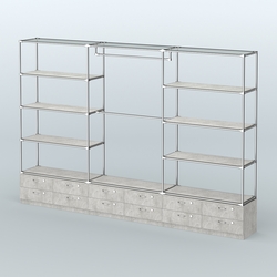 Торговая система ХРОМ без ДСП 3600 мм с тумбами Т14, полками ДСП и поручнями №1, Метрополитан Грей