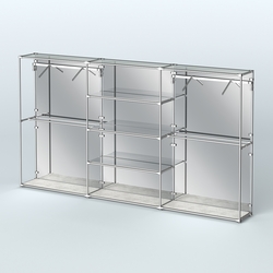 Торговая система ХРОМ (задняя стенка - зеркало) 3600 мм с зеркальными полками и поручнями №10, Метрополитан Грей