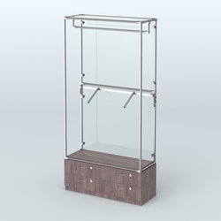 Торговая система ХРОМ (задняя стенка - стекло) 1200 мм №2-2 с тумбой Т-14 и поручнями, Ясень Анкор темный