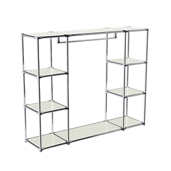 Хромированный стенд-вешало TD-44 №1-3 Хром с полками ДСП 16мм, Белый