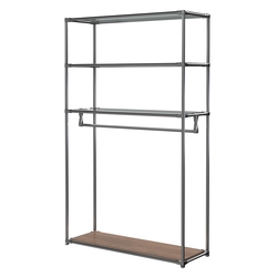 Хромированное вешало БАШНЯ №6-1 с полками стекло 6мм (прозрачное), Орех